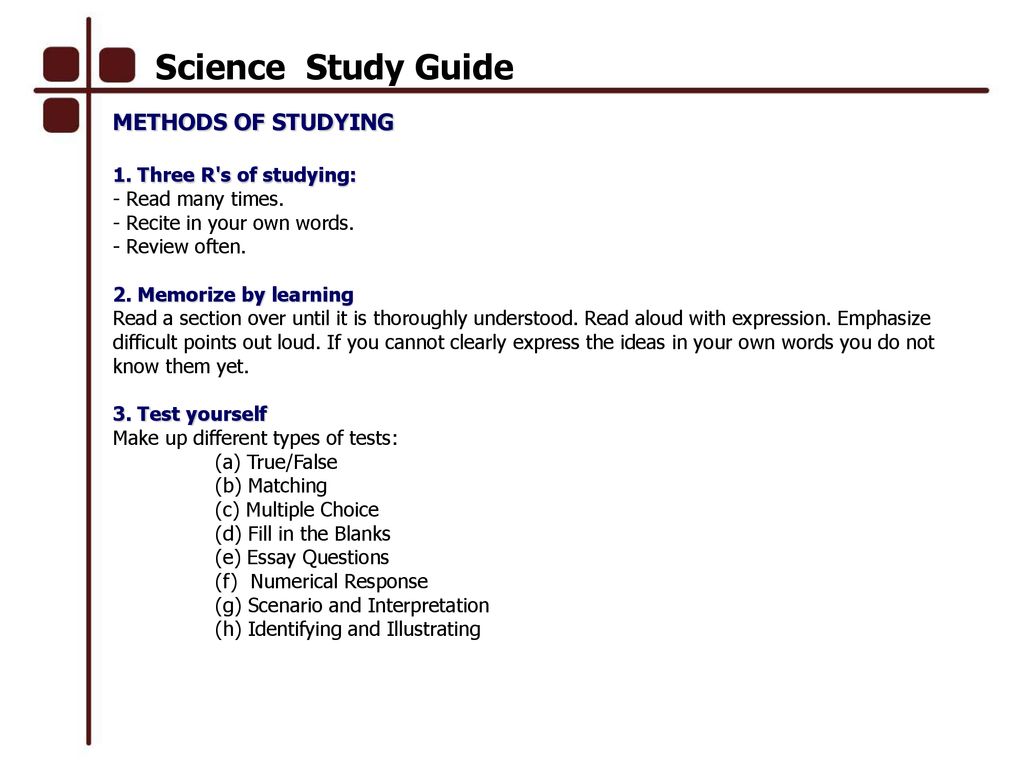 Guide to studying